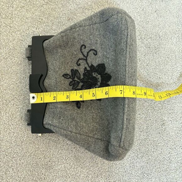 Timmy Woods Beverly Hills Art Deco Beaded Bag Floral Gray Flannel Cocktail Artsy - Picture 11 of 11